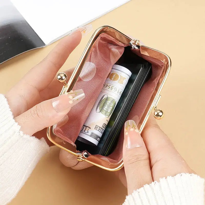 RetroCharm Candy Colored Coin Purse For Women Vintage Style Short Buckle Purse Compact Design