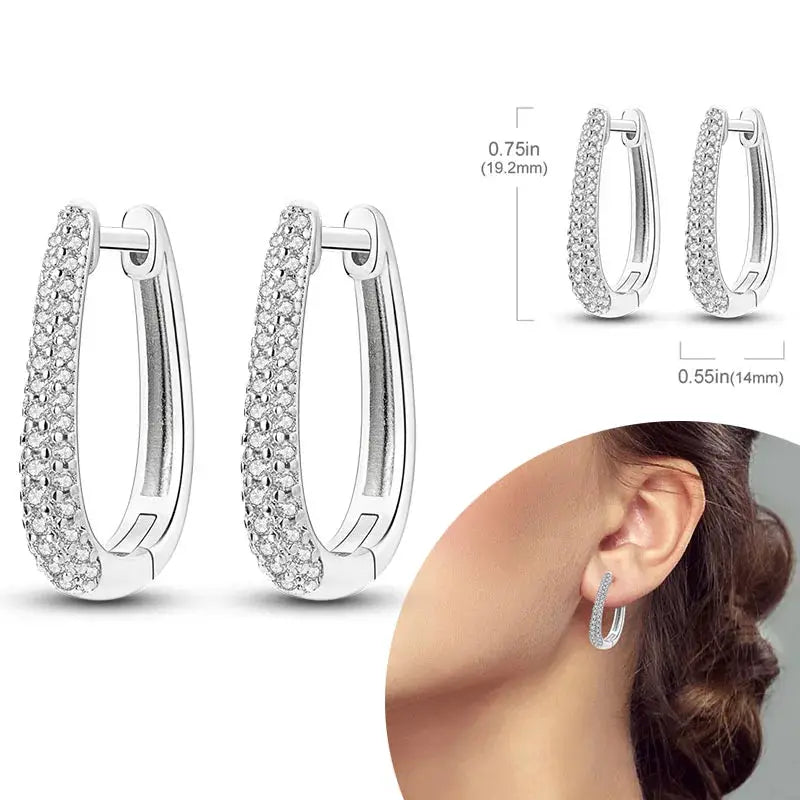 925 Sterling Silver Hoop Earrings Hypoallergenic Zirconia Hoops For Women Girls High Quality Fashion Jewelry