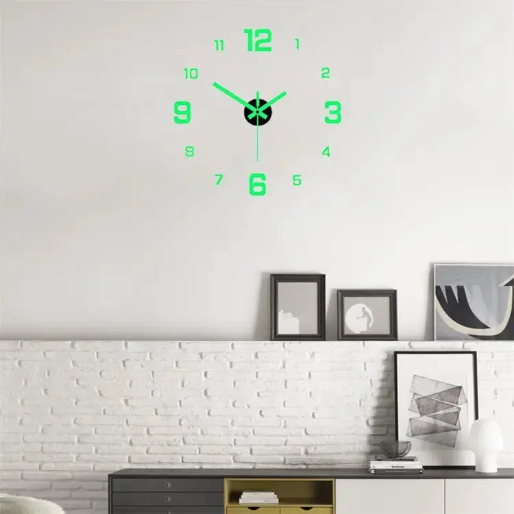 EW Creative Simple Luminous Digital Clock European Style Silent Wall Clock DIY Wall Sticker For Study And Living Room