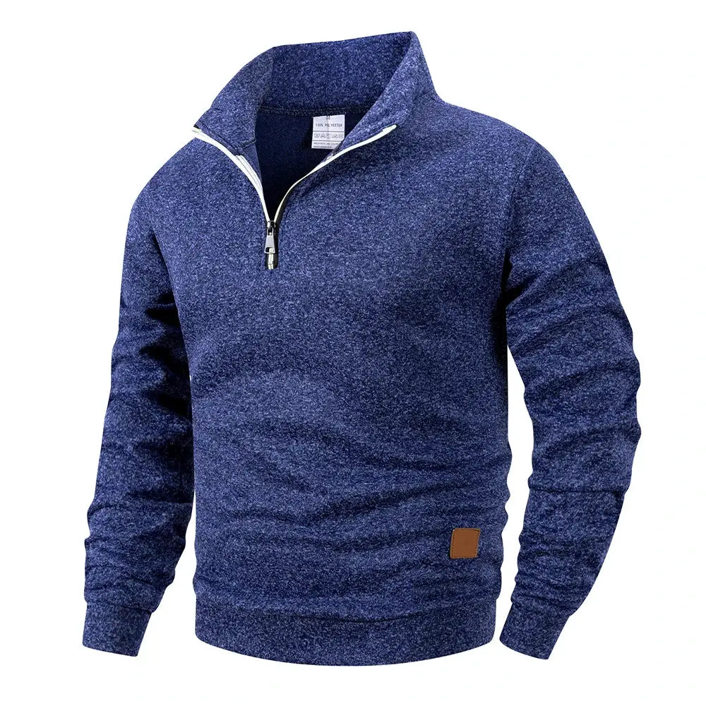 Spring Autumn Mens Standing Collar Half Zip Sportswear Long Sleeve Knitted Pullover Sweatshirt For Daily Casual Wear
