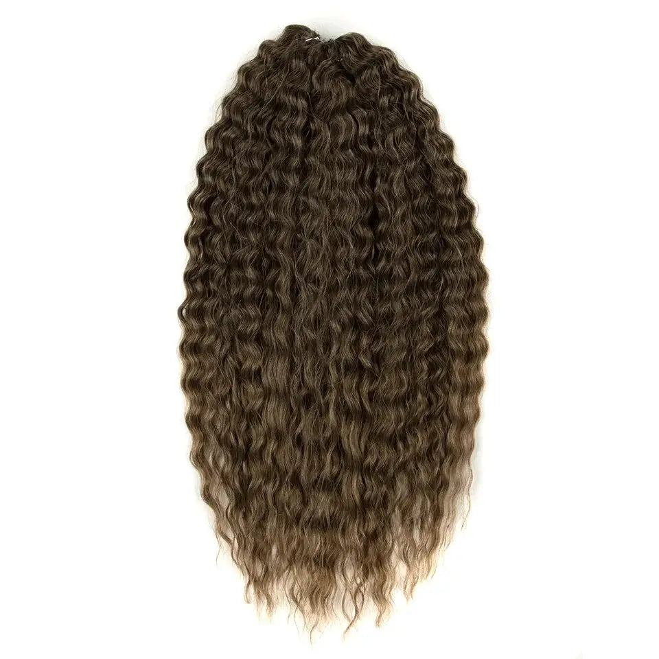 FASHION IDOL 22in Ariel curl hair extensions, ombre brown to blonde, synthetic crochet