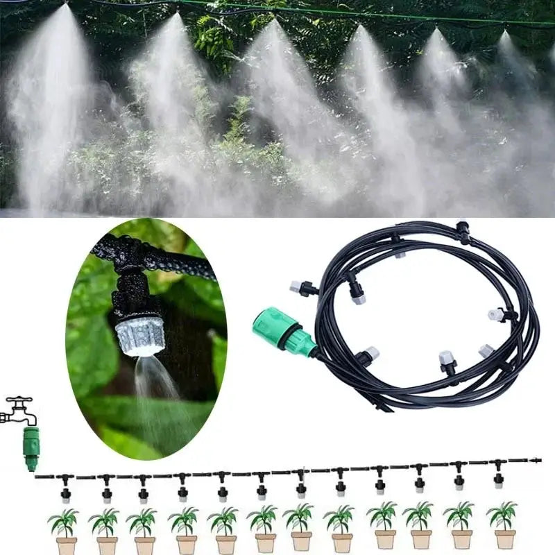 New 10 Meter Irrigation System With 10 Sprinkler Nozzles Sprayer Misting Fog Cooling For Garden Agricultural Use