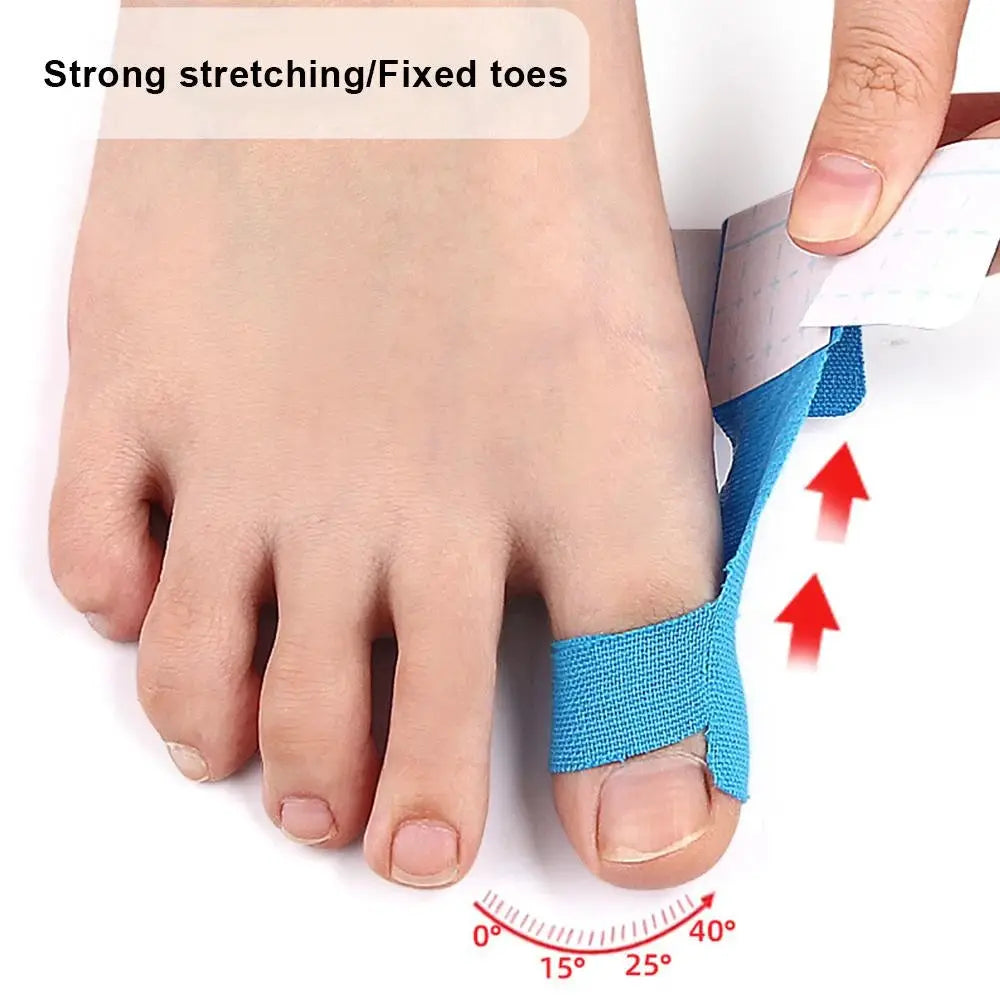 Kinesiology tape set, 10-pack for bunion support, blue precut strips, latex-free