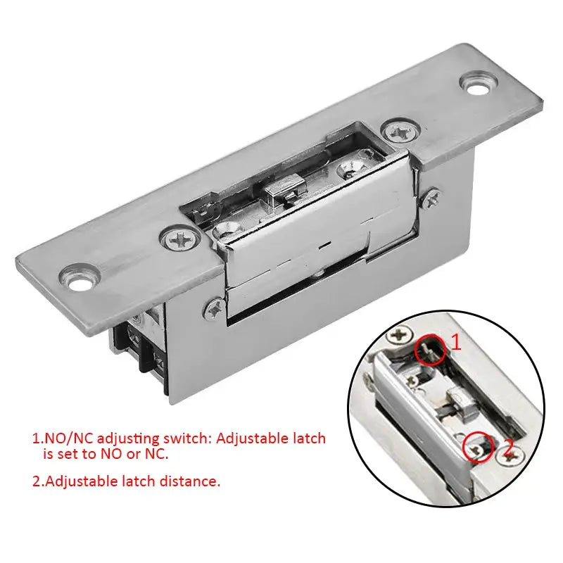 Electric strike lock by Simples Market, stainless steel, 12V DC ideal for secure access control systems