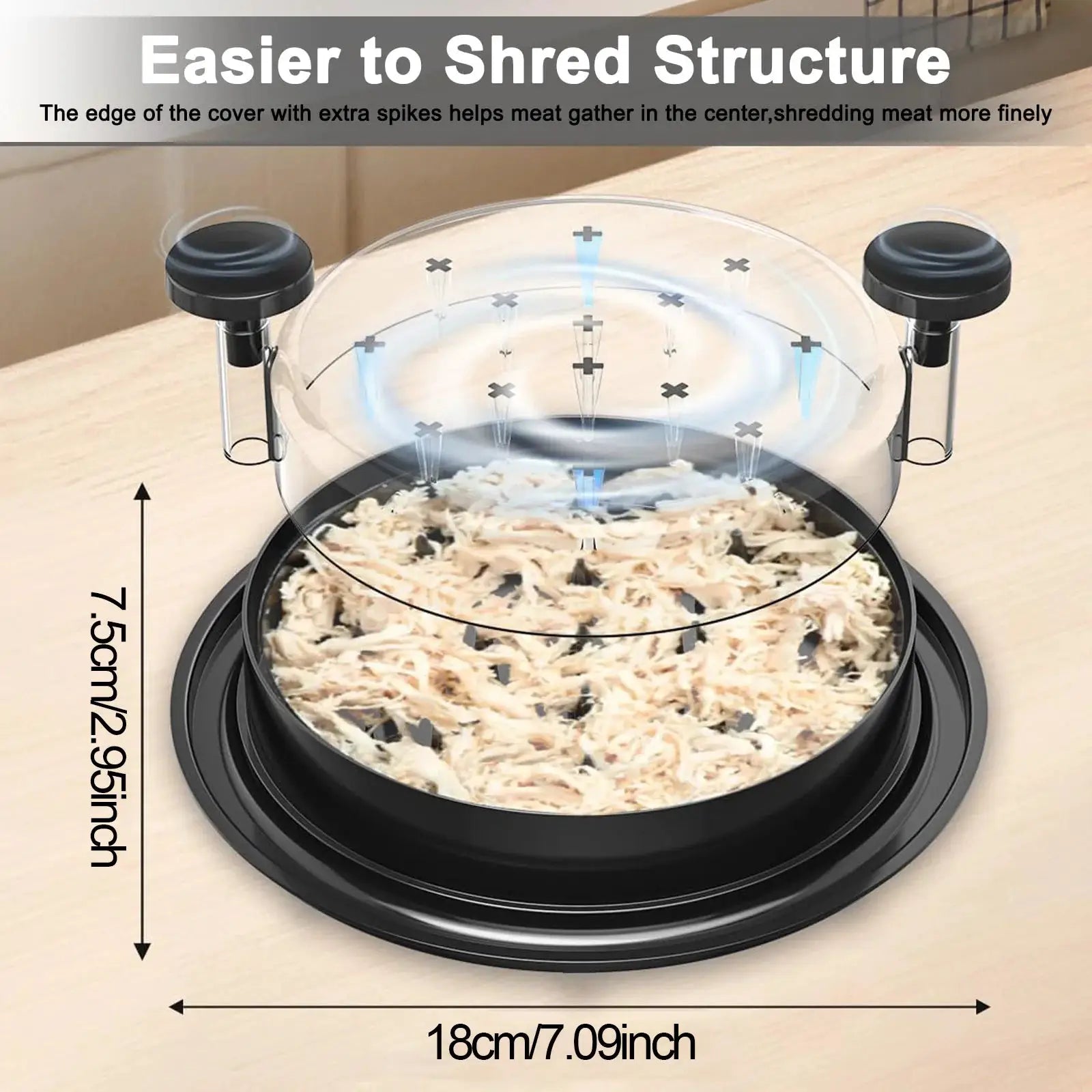 Upgraded Chicken Shredder With Transparent Cover Large Non Slip Blades For Meat And Vegetables Easy To Clean