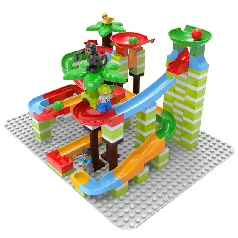 Big Size Building Blocks Marble Race Run Maze Educational Toy For Kids With Large Bricks And Ball Chute Giraffe Gift