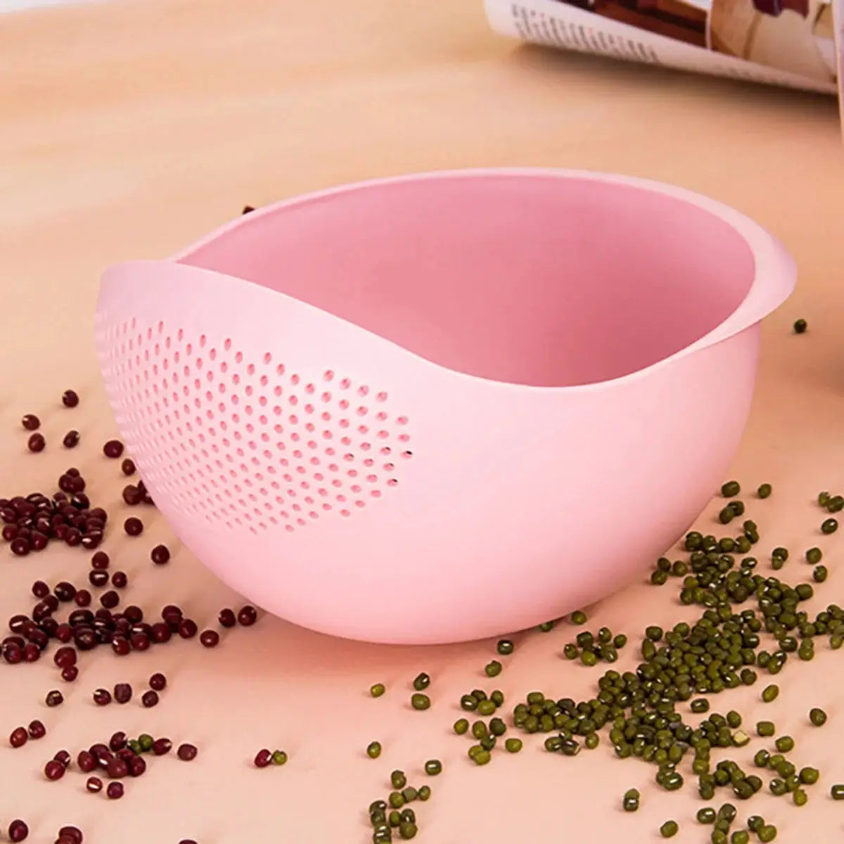 Three In One Colander Rice Bowl Drain Basket With Handle For Fruit Vegetables Washing Kitchen Organizer