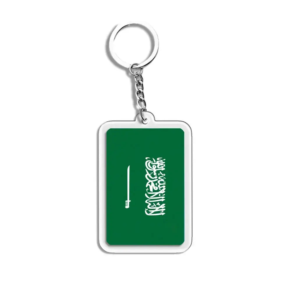 National Flags Keychain Set With Glass Inlay Ten Flags Zinc Alloy