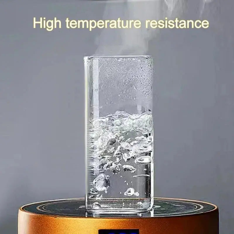 Square Heat Resistant Glass Coffee Cup With Lid And Straw 400ml