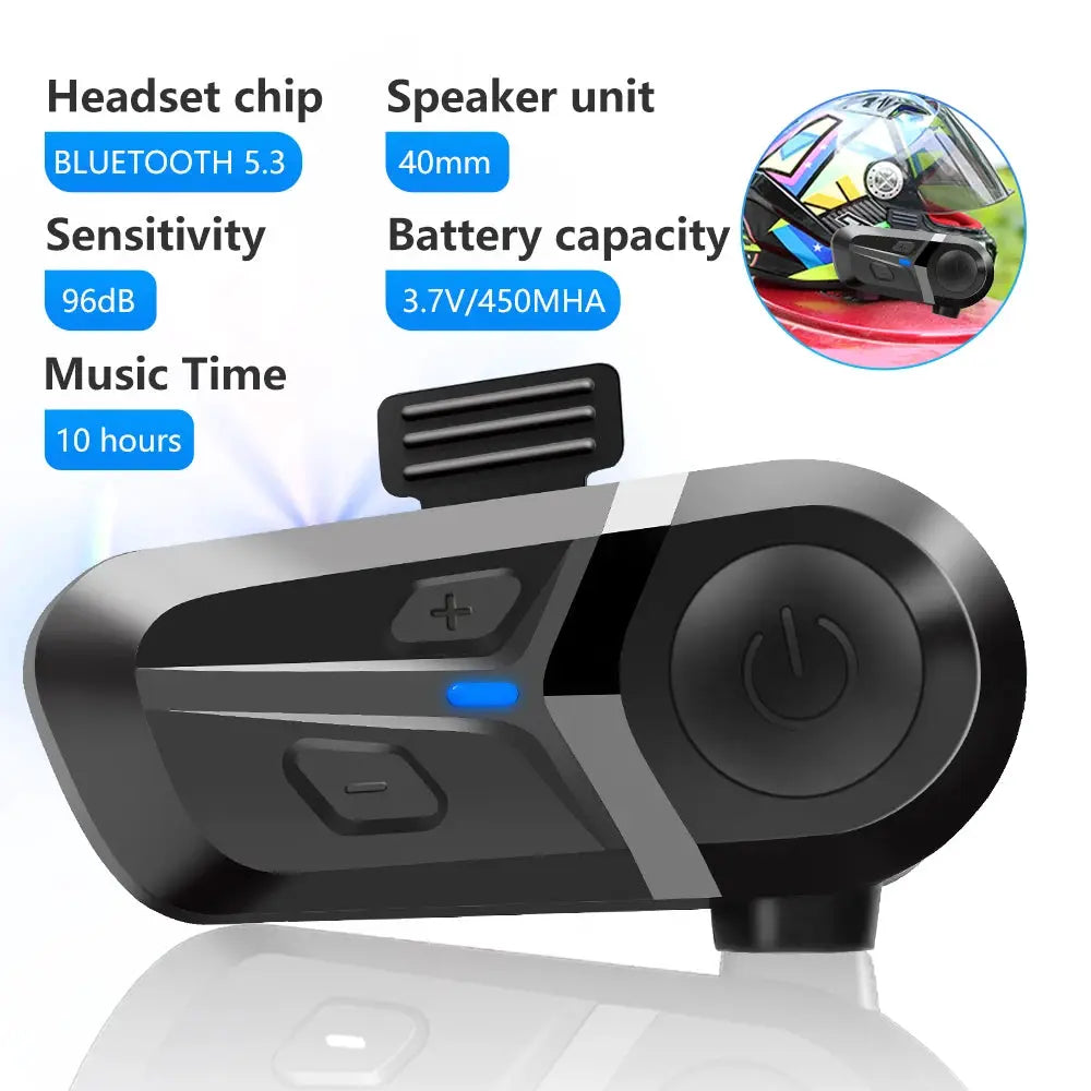 RidePulse Bluetooth 5.3 Wireless Motorcycle Helmet Headset With Hands Free Calls Waterproof Earphones And Music Player