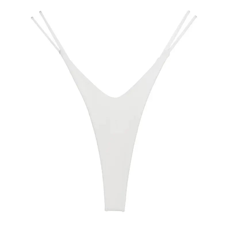 White cotton thong underwear by Simples Market with double-strap sides, high-cut G-string style