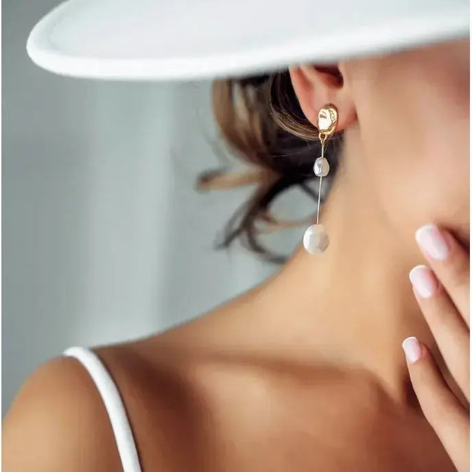 LATS Elegant Asymmetrical Baroque Pearl Stud Earrings for Ladies and Girls Fashion Jewelry Party Gifts