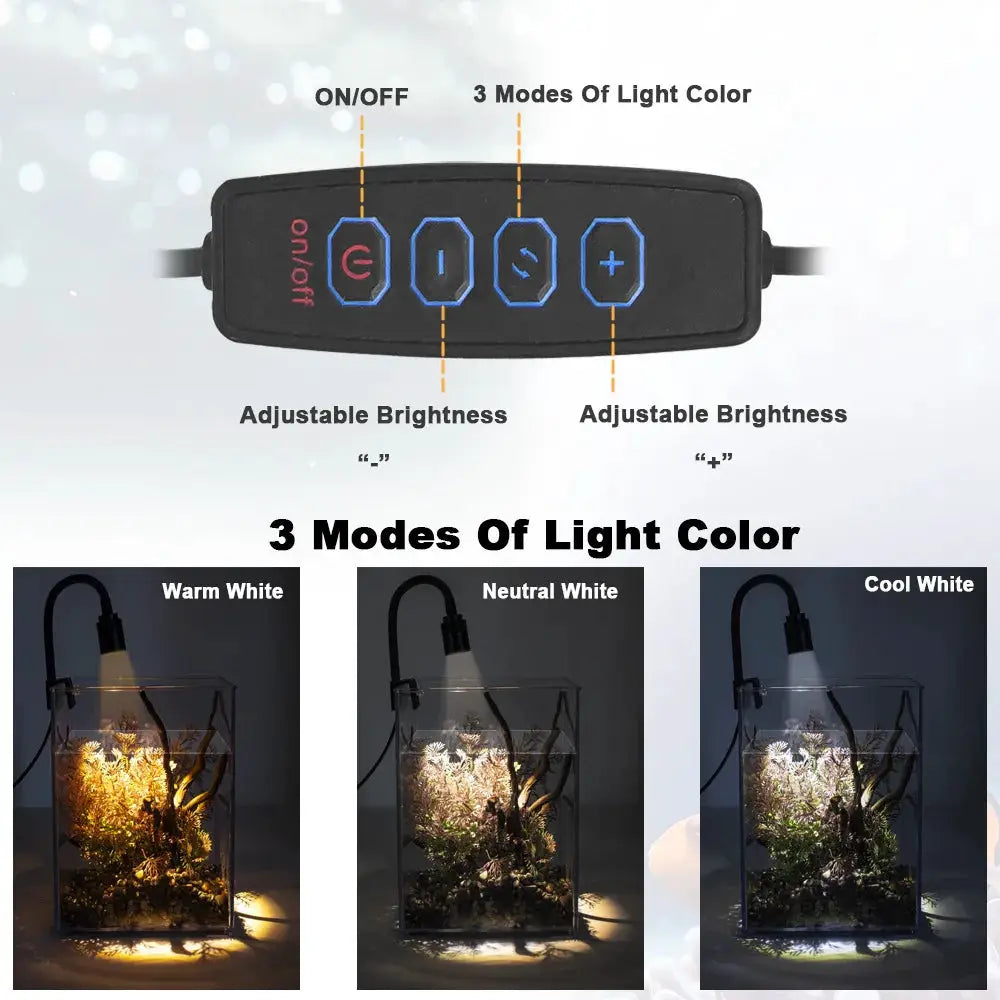 USB Powered Aquarium Light Clip On LED 3W Grow Light For Fish Tank Waterproof Aquatic Plant Lighting