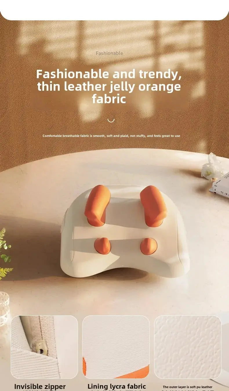JAIYORL trapezius electric massage pillow, white cushion with orange kneading nodes, Simples Market