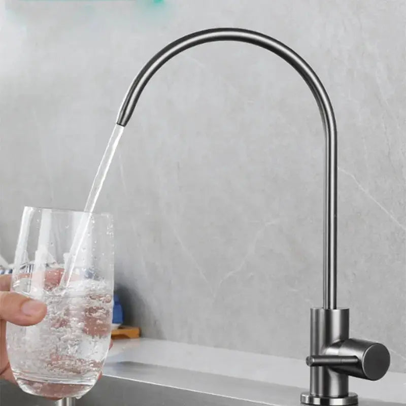 304 stainless steel kitchen water purifier faucet by Simples Market, high-arc rotatable neck for direct drinking water
