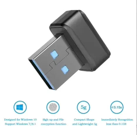 USB fingerprint key reader by Simples Market for Windows PCs; compact biometric USB scanner