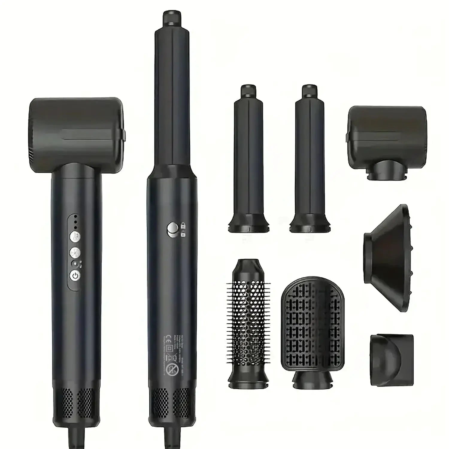 Simples Market Tinsol 7-in-1 hair dryer brush kit; black with diffuser, comb attachments and nozzles
