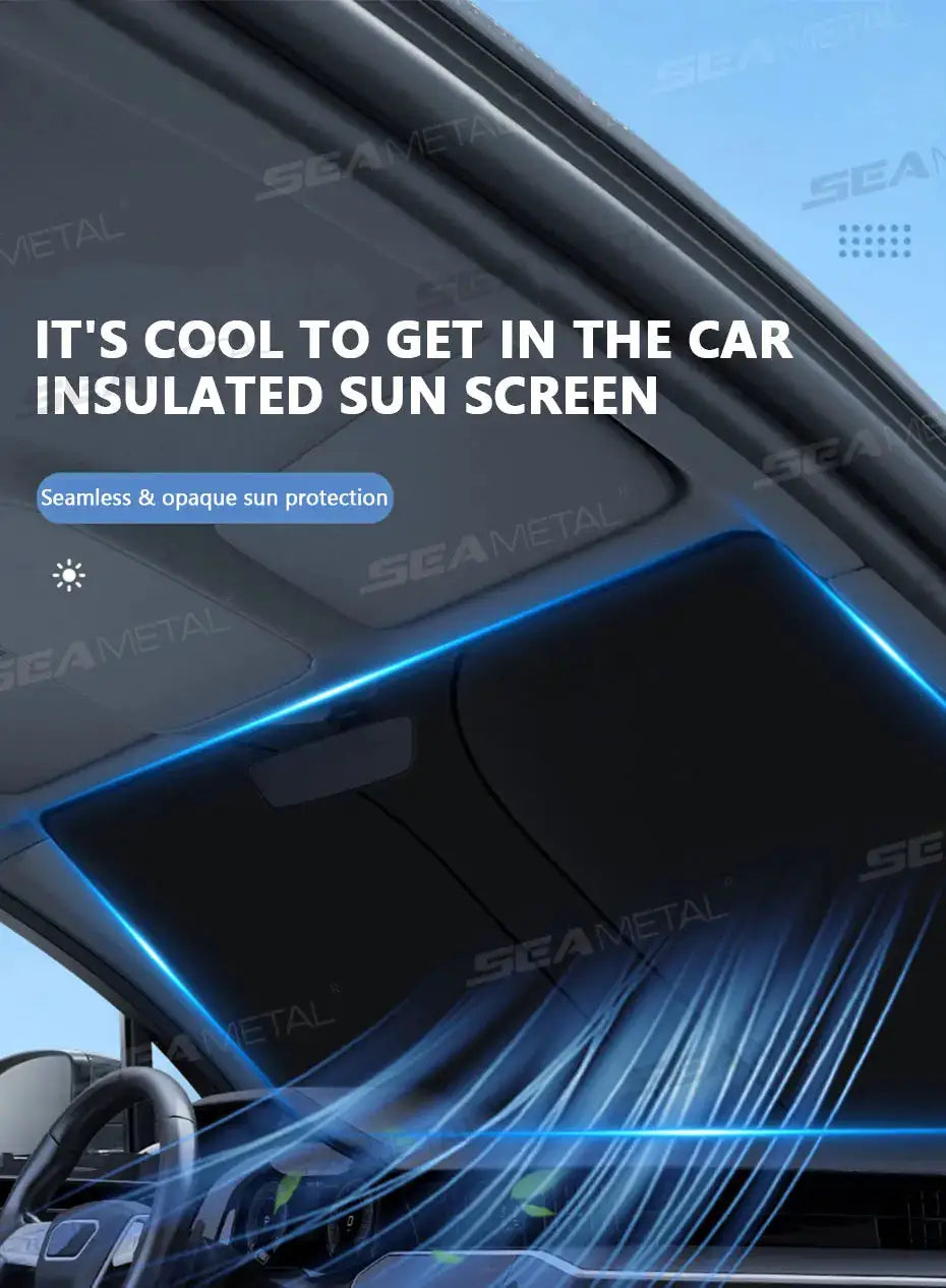 BLALION Car Windshield Sun Shade, foldable UV-blocking visor for auto windows by Simples Market, cabin heat reduction