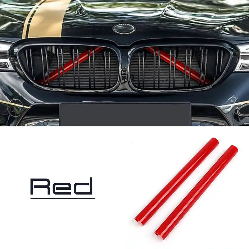 Pair of red BMW front grille trim strips for F30–G29 by Simples Market