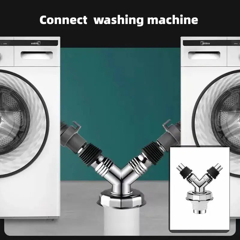 Simples Market chrome washing machine floor drain Y-connector hose adapter, universal dual-purpose plumbing fit