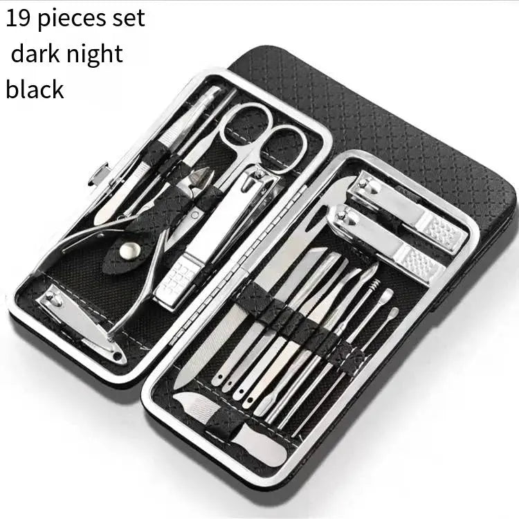 18 Piece Nail Clipper Set Manicure Pedicure Kit With Dead Skin Pliers Diagonal Clippers Eyebrow Clipper Leather Sleeve