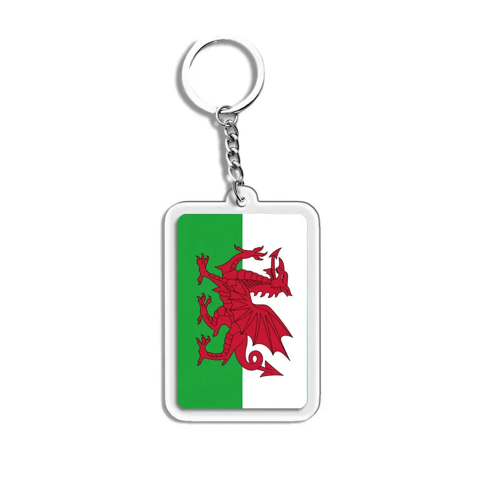 National Flags Keychain Set With Glass Inlay Ten Flags Zinc Alloy