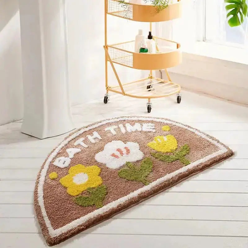 VIKAMA Imitation Cashmere Semi Circular Bathroom Floor Mat Waterproof Non Slip For Living Room Bedroom Door Mat