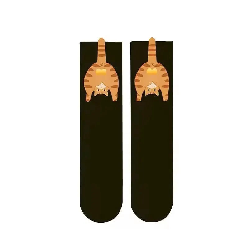 3D Cute Cat Socks Black And White Cotton Socks For Women And Girls Breathable Soft Kawaii Gift Sock Set