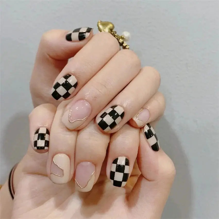 GlamNails Ultra Thin Press On Nails Full Set 24 Pieces Round Head Coffin Shape Durable Flawless Manicure