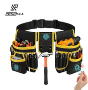Tool belt bag with yellow-trim pockets, detachable pouches, and adjustable waist belt RankSea