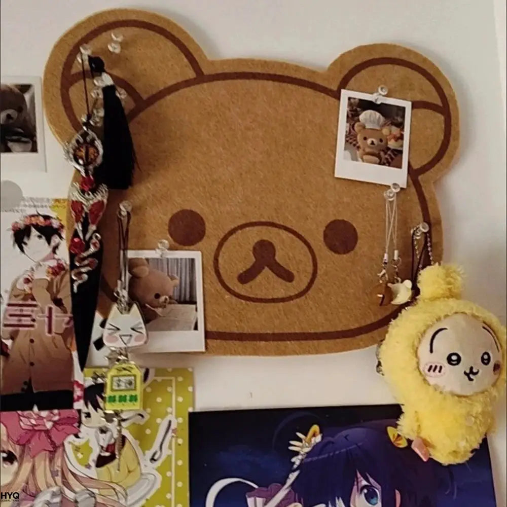 Tablero de fieltro en forma de oso para pared, color marrón, tablero de mensajes sin perforación, Simples Market