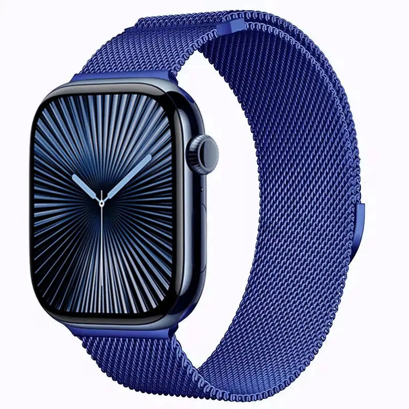 Simples Market blue metal Milanese Apple Watch strap, magnetic mesh band for 40-49mm watches