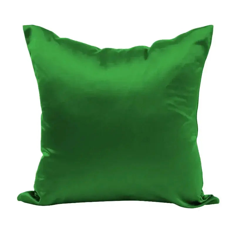Pillow cover emerald green satin, square cushion case