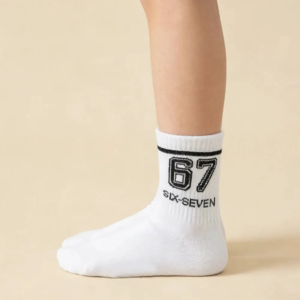 Kids Mid Calf Sports Socks With 67 Print Unisex All Season Trendy Comfort Durable