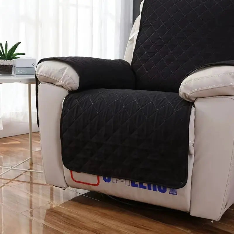 Simples Market solid black quilted recliner sofa cover with anti-slip design.