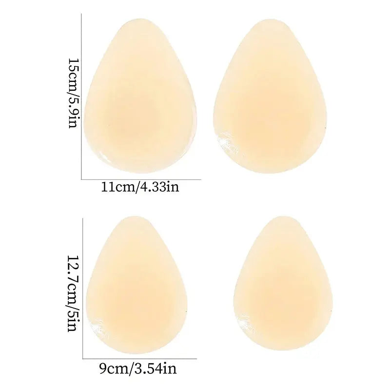 Simples Market silicone nipple covers; 4-piece nude waterdrop set, ultra-thin, seamless, reusable.