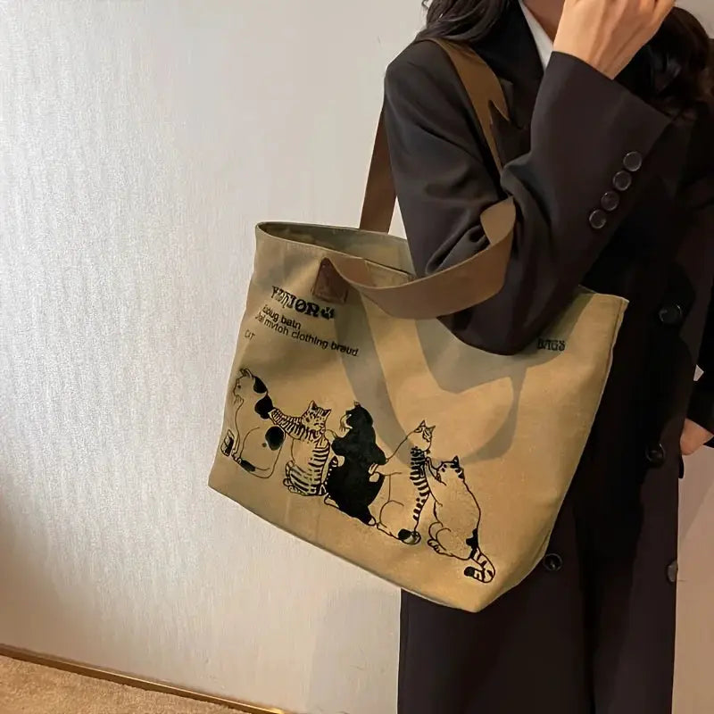 UrbanCanvas Womens Canvas Tote Bag Spacious Durable Shoulder Bag With Zipper Closure For Work