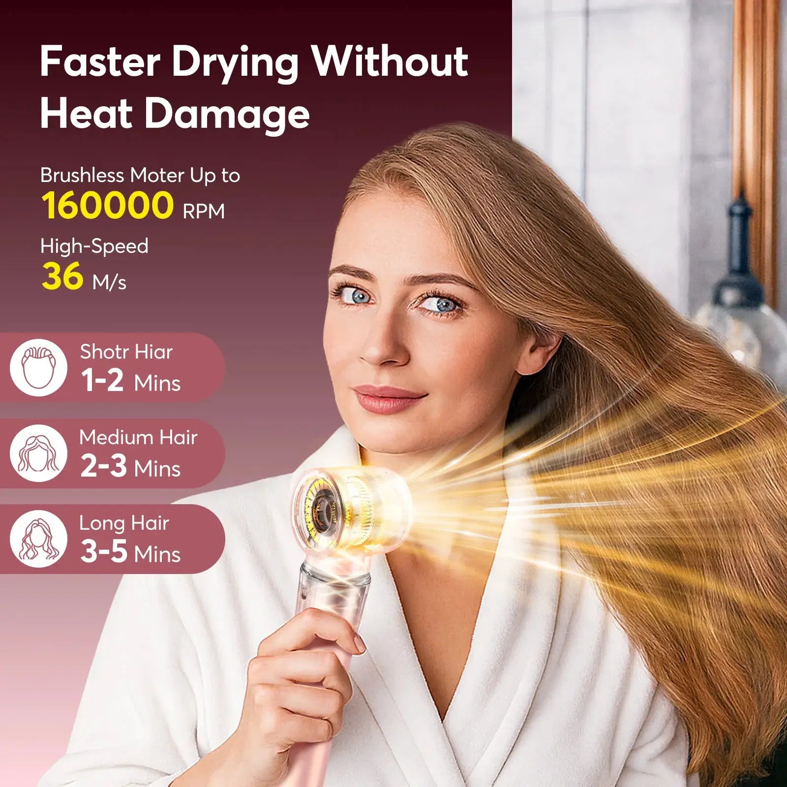 5-in-1 high-speed hair dryer styling tool with hot air comb, brush, curling iron and straightener