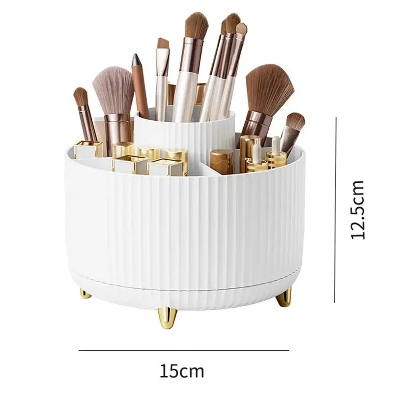 GlamBox 360 Rotating Makeup Desktop Storage Box Organizer Large Capacity Keeps Brushes Lipsticks Accessible