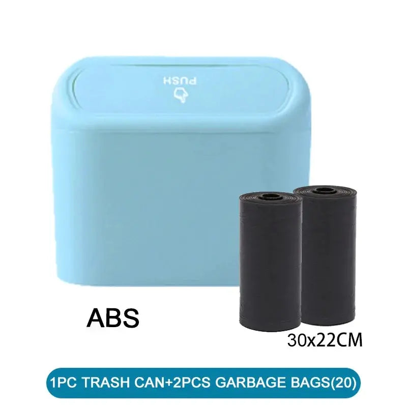 SUITU Car Trash Can With Lid Leakproof Compact ABS Car Trash Bin Includes 60 Bags And 300 Replacement Bags