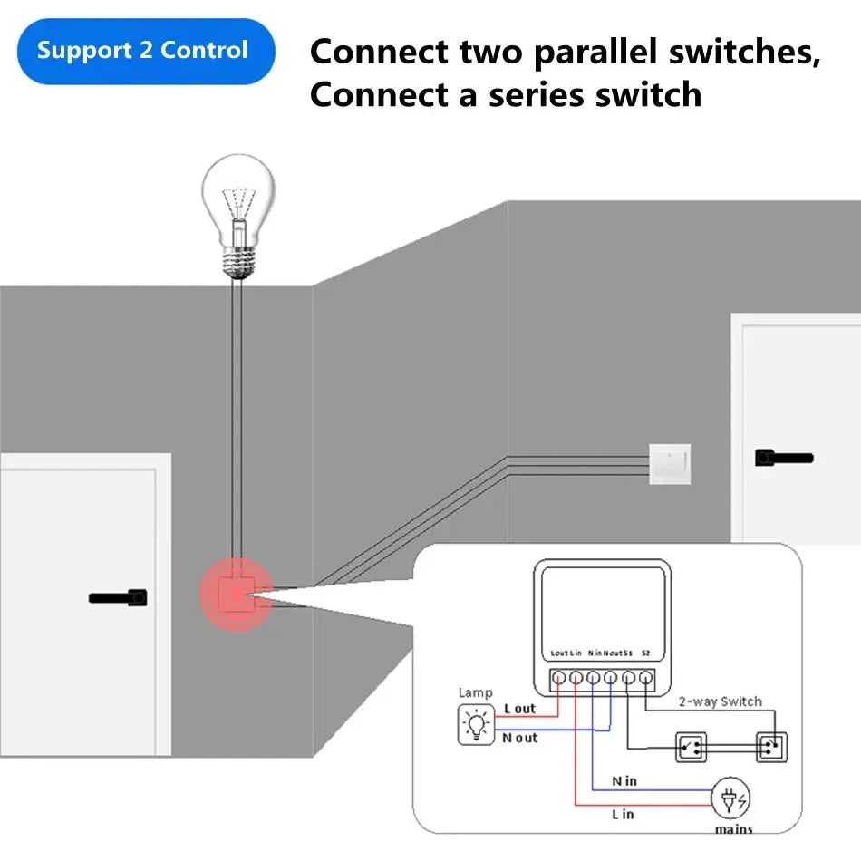 Simples Market 2-Way Tuya Mini 16A WiFi DIY switch wiring diagram for dual control