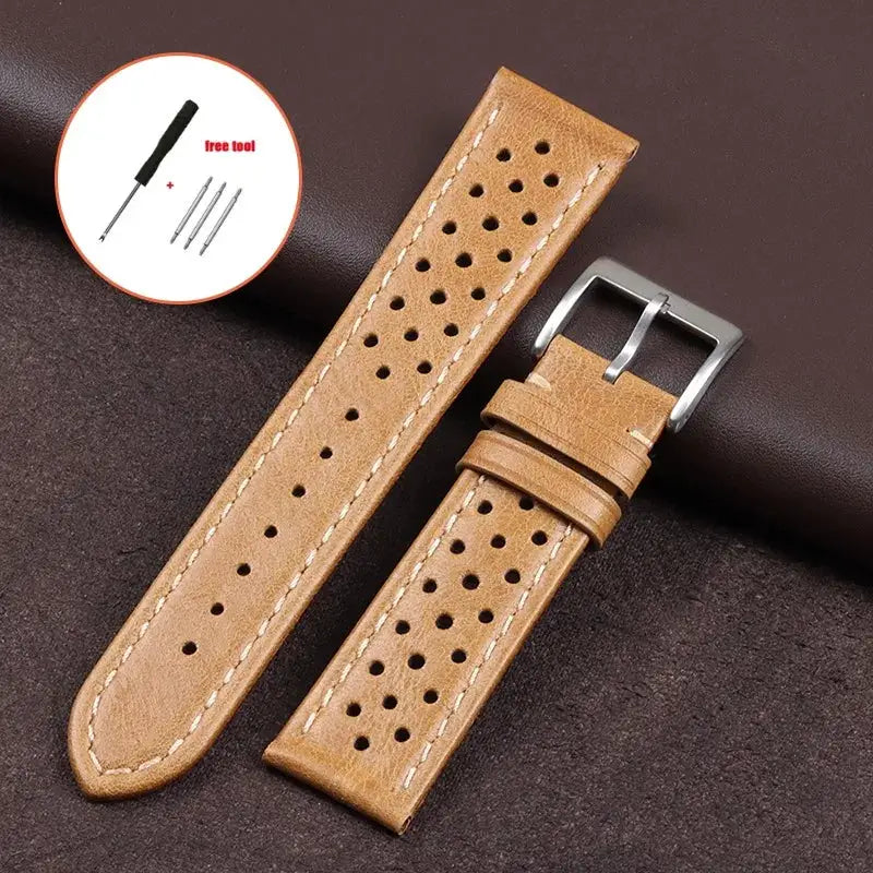 EraCraft Vintage Genuine Leather Watch Strap 18mm 20mm 22mm Universal Fit Breathable Cowhide Comfort