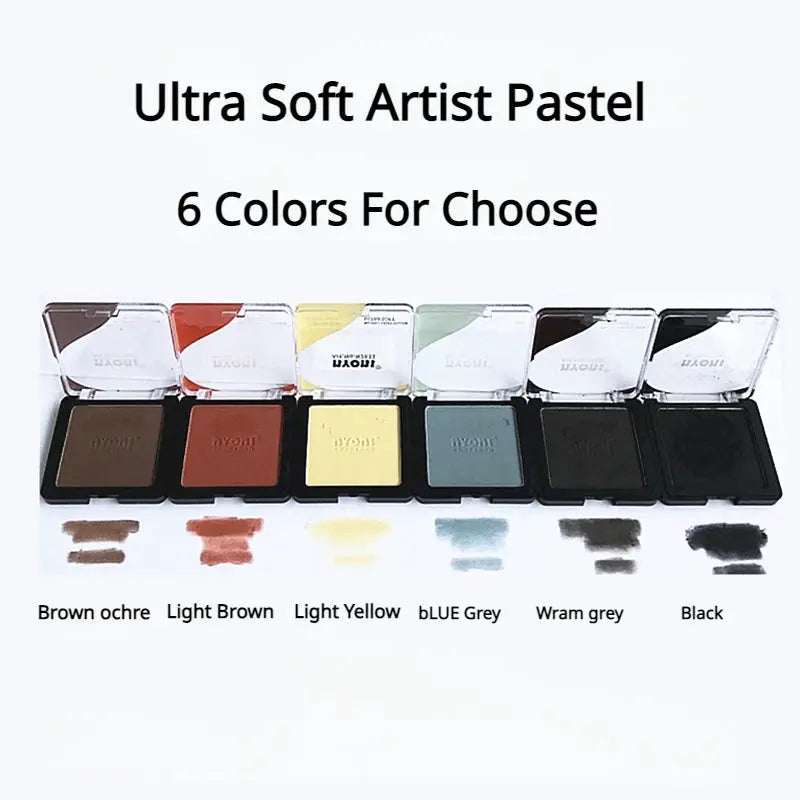 Simples Market Ultra Soft Pastel set with 6 colors: brown ochre, light brown, light yellow, blue grey, warm grey, black