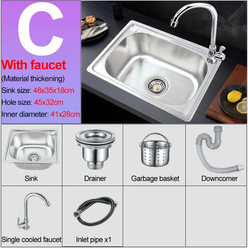 Simples Market stainless steel wall-hung kitchen sink with bracket, 48x35x18 cm.