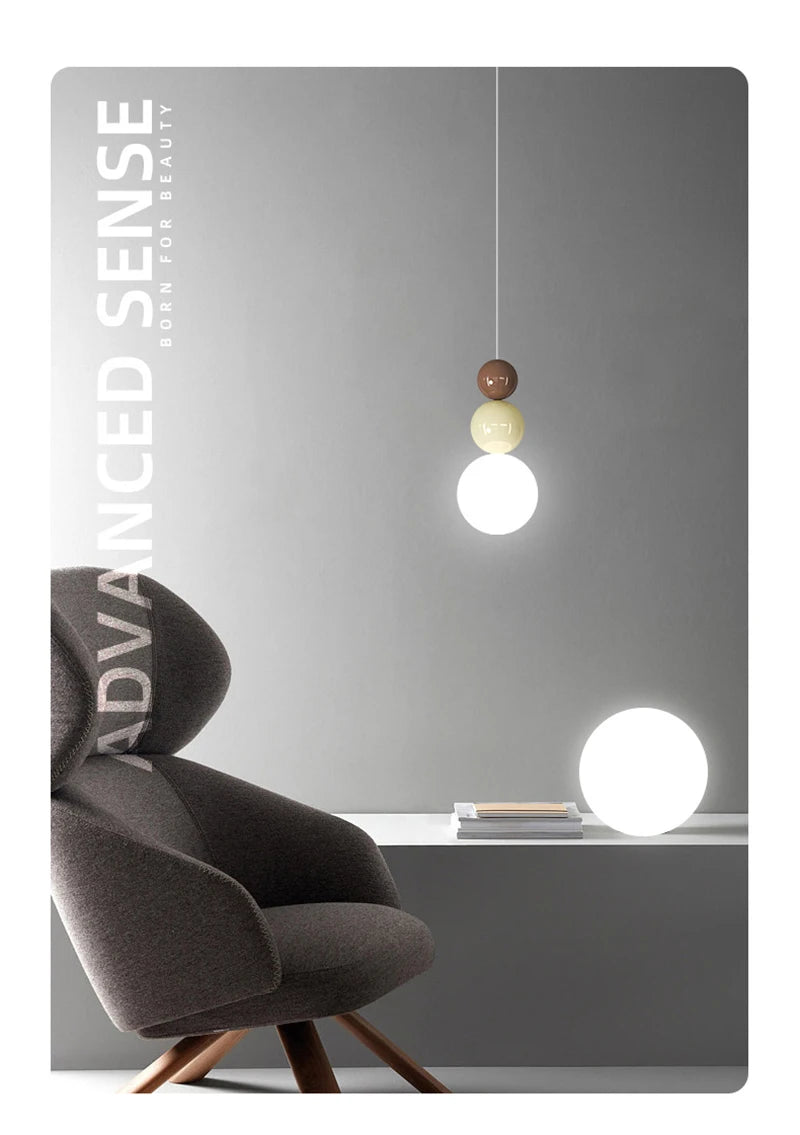 Nordic Pendant Light LED hanging lamp with cream beads, modern indoor lighting by Simples Market