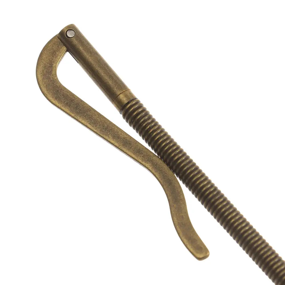 Brass metal money clip with curved clamp and threaded bar, wallet replacement part