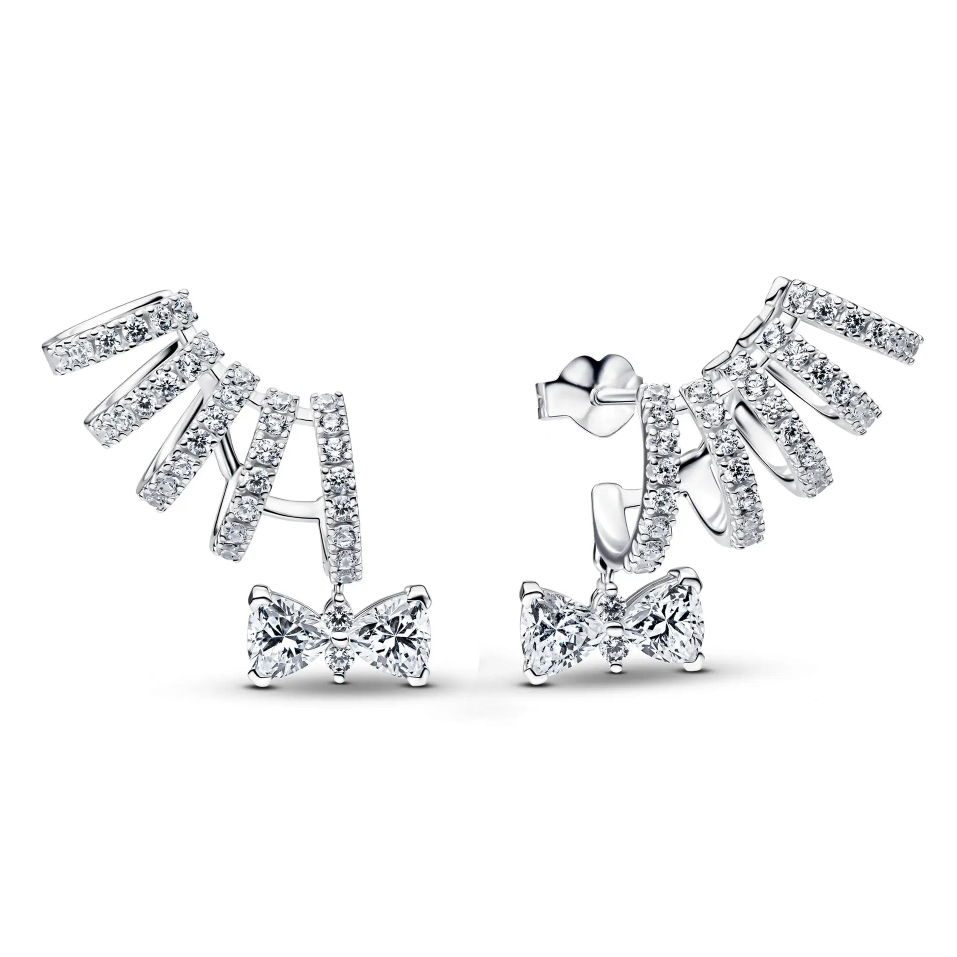Diamond-studded 925 silver jewelry set with rings, bracelet, butterfly pendant necklace
