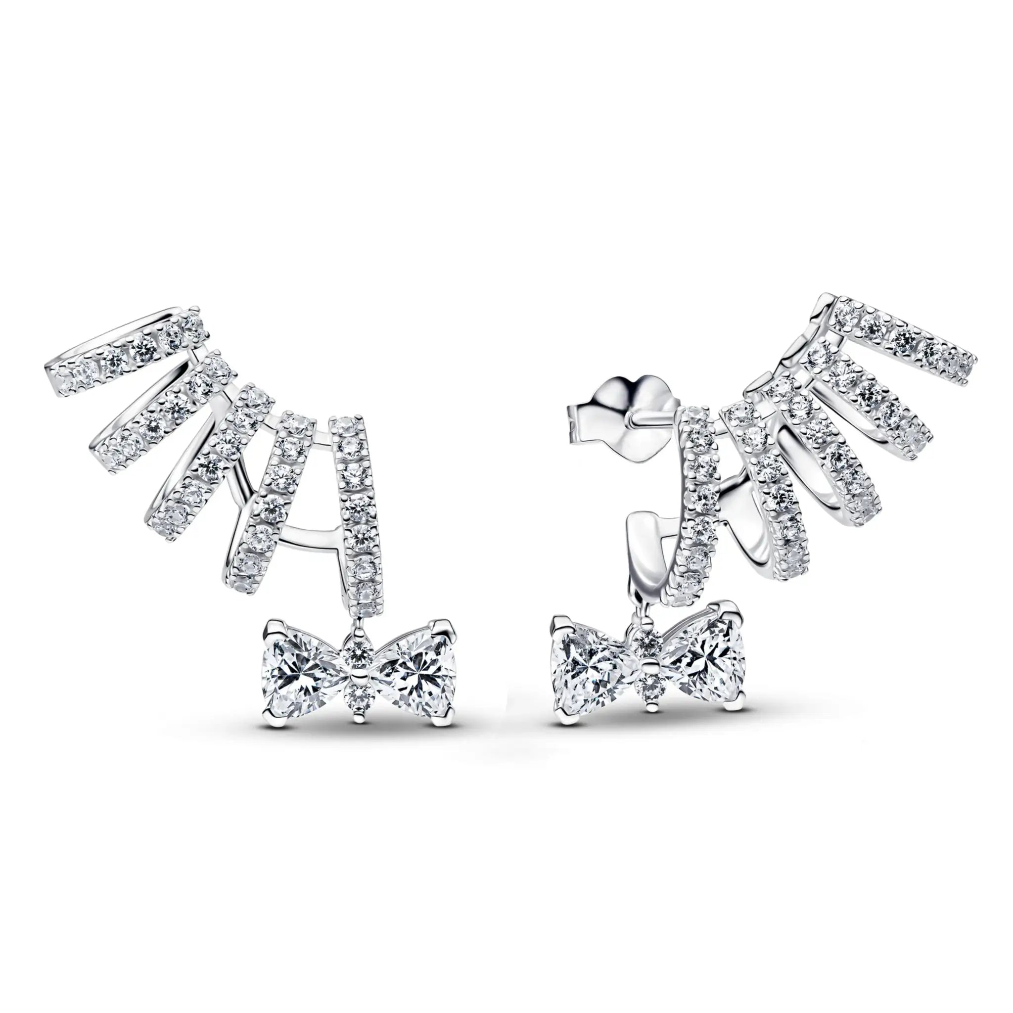 Diamond-studded 925 silver jewelry set with rings, bracelet, butterfly pendant necklace