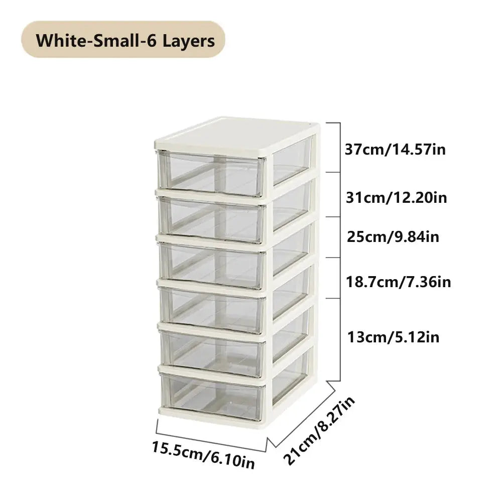 Clear Desktop Storage Box With Drawer Heightened Table Organizer Plastic Office Cabinet For Stationery Cosmetics