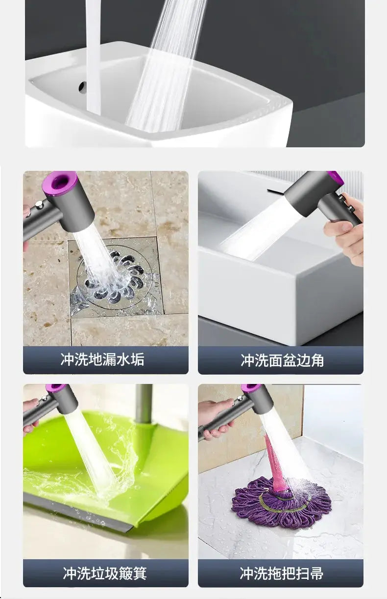 Handheld bidet sprayer by Simples Market with two modes, purple nozzle, self-cleaning for bathroom use